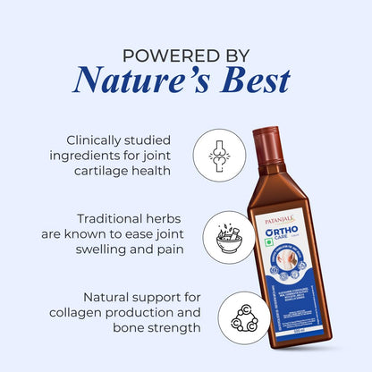 Patanjali Orthocare Liquid | Ayurvedic Joint Support Supplement | With Glucosamine, MSM, Boswellia & Vitamin D | Vegetarian | 500ml