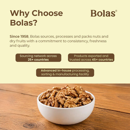 Bolas Walnut Kernels 200g | Akhrot Giri | Without Shell | Rich in Omega 3, Protein & Magnesium | Crunchy | Dry Fruits & Healthy Snack