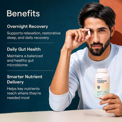 The Good Bug Magnesium Bisglycinate Tablets with Probiotics | 440mg Elemental Magnesium | Highly Bioavailable Form | Supports Muscle Recovery, Deep Sleep & Gut Health | 60 Tablets