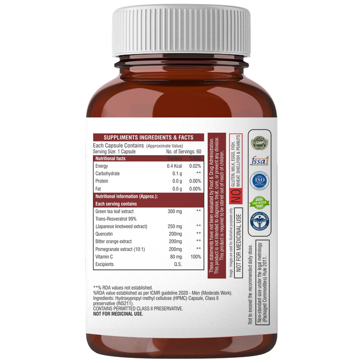 Vitamin supplement bottle with label on a white background