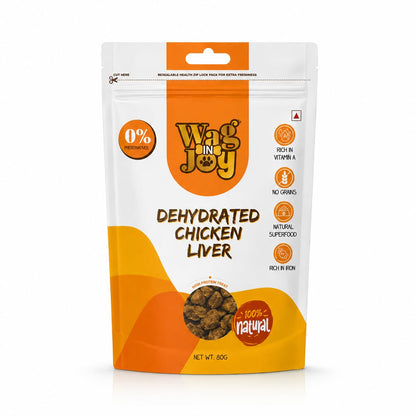 WAG IN JOY 100% Natural Dehydrated Chicken Feet Treats for Dogs | High in Glucosamine & Chondroitin | Gluten-Free | 80 gram (Dehydrated Chicken Liver)