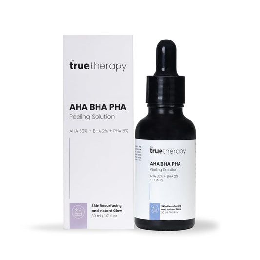 The True Therapy 30% AHA + 2% BHA + 5% PHA Skin Peeling Solution for Instant Glowing Skin – 30 ml
