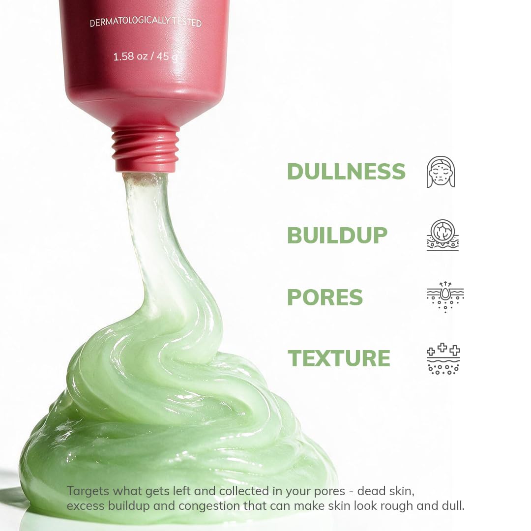 CLAYCO Matcha Enzyme Scrub with AHA & BHA | Gentle Exfoliating Green Tea Scrub for Dead Skin Removal, Blackheads & Pore Cleansing (45g)