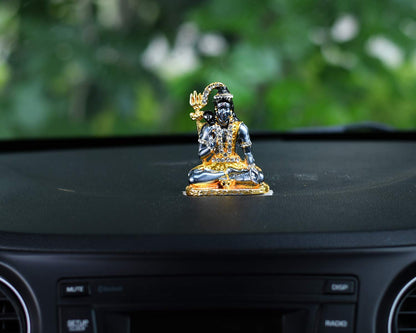Gold Plated Lord Shiva Statue Car Dashboard - Shiva Idol Showpiece - Lord Blessing Shiv Shankar Bholenath Deity Figurine Home Office Temple Art Decor.