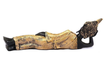 Polyresin Lord Buddha Idol (33.01 cm x 10.16 cm x 10.16 cm, Golden and Black)