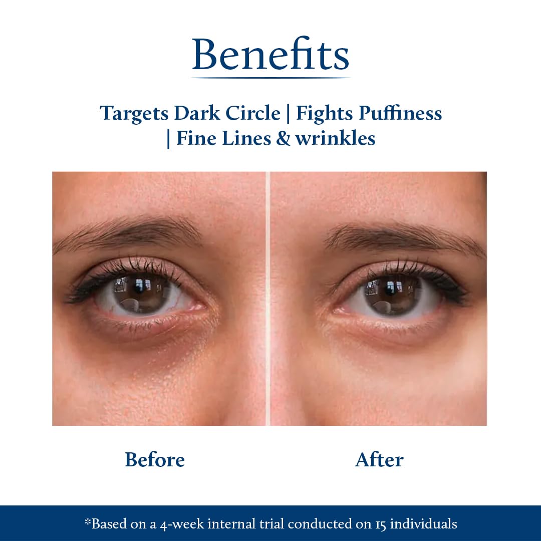 Blue Nectar Under Eye Cream for Dark Circles, Wrinkles, Fine Lines & Puffiness for Women | Natural Niacinamide from Papaya, Potato & Wheatgerm for Even Skin Tone (19 Herbs, 15g)