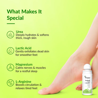 Fixderma Foobetik 30 Sec Pedicure Combo for Dry & Cracked Feet | Foot Scrub Spray + 20% Urea Foot Roll On | Removes Dead Skin & Calluses | Repairs Cracked Heels & Deeply Moisturizes Feet | 110ml