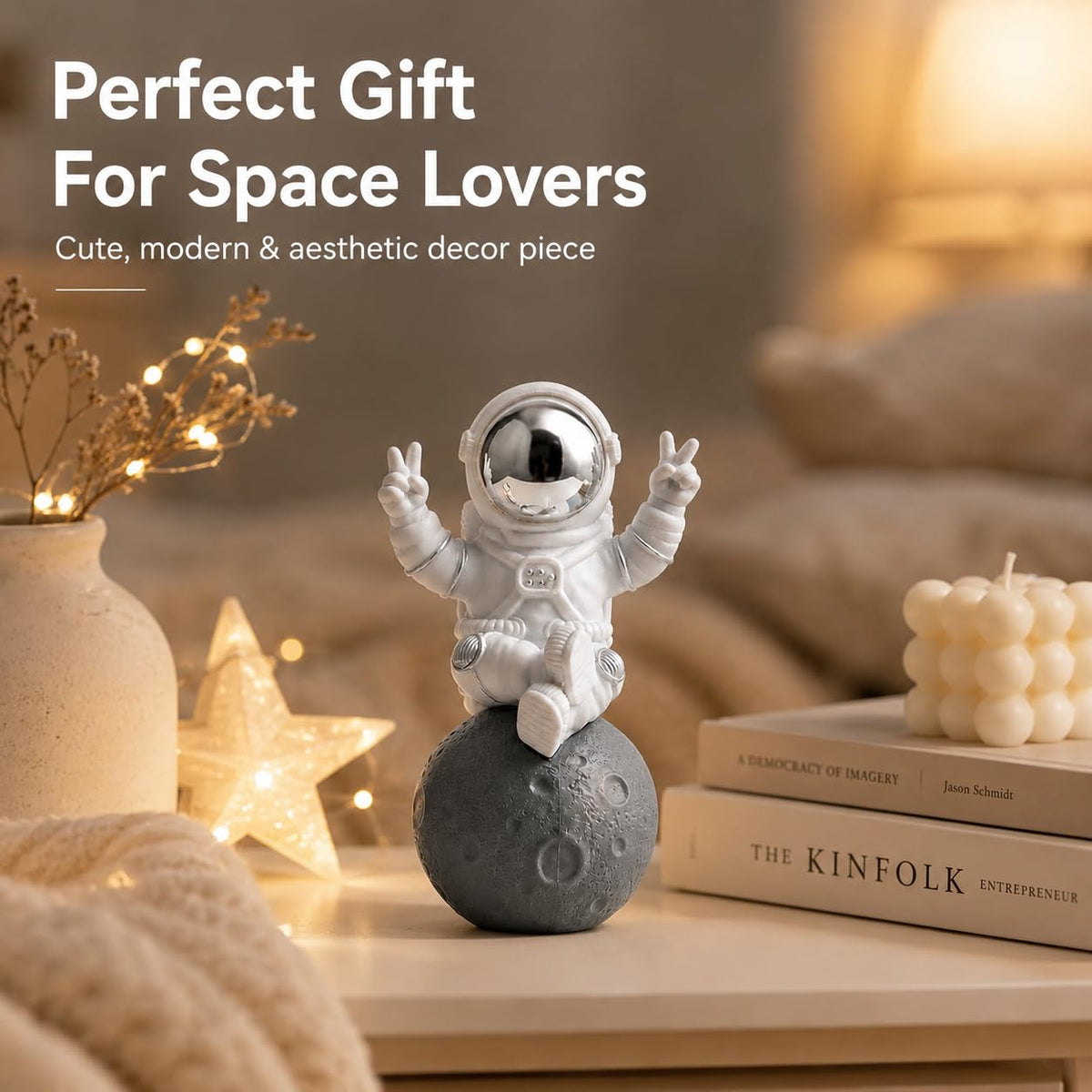 Street27® Cute Outer Space Astronaut Figurine Action Figure Toys Statue for Showpiece Home Living Room Decor Office Desktop Decoration Car Dashboard, Kids Birthday Party Gift, Resin