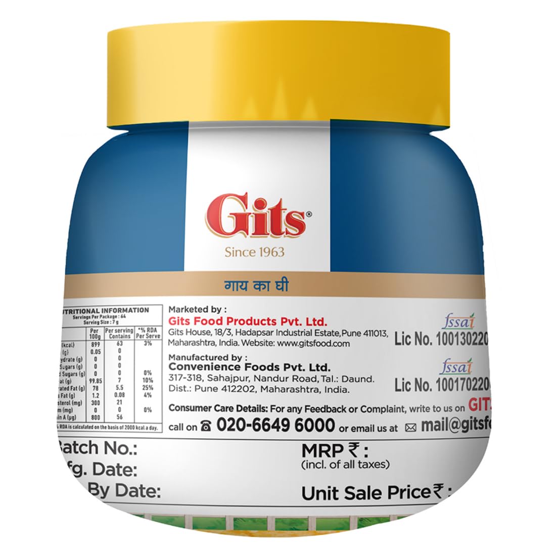 Gits Cow Ghee Jar| Aroma in every drop |Pure Veg, Pure Cow Ghee, Desi Ghee, No preservatives | Rich Taste & Aroma | Good source of Vitamin A, Delicious, Healthy & Nutritious | Good for Digestion, Heart, Skin and Hair | Homemade taste
