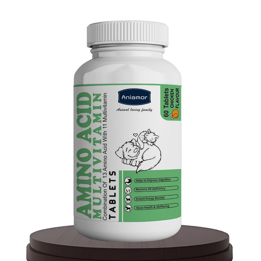 Aniamor Amino Acid Multivitamin Tablets for Dogs and Cats | Multivitamin for Dog Adult | Helps in Metabolism and Immunity | Vitamins for Dogs | | for All Life Stages | 60 Tablets