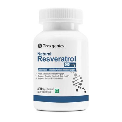 Trexgenics Natural Resveratrol supplement bottle on a white background