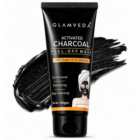 Glamveda Activated Charcoal Peel Off Mask for Men & Women | Deep Pore Cleansing Face Mask | Helps Remove Blackheads, Excess Oil & Tanning | Enriched with Argan Oil & Vitamin E | No Parabens | 100g
