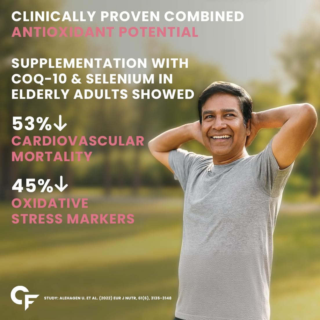 Man stretching outdoors with health benefits text overlay