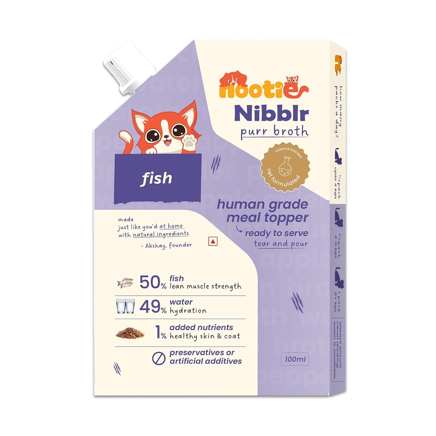 Nootie Nibblr Fish Bone Broth (100ml)- Hydrating Meal Topper for Cat