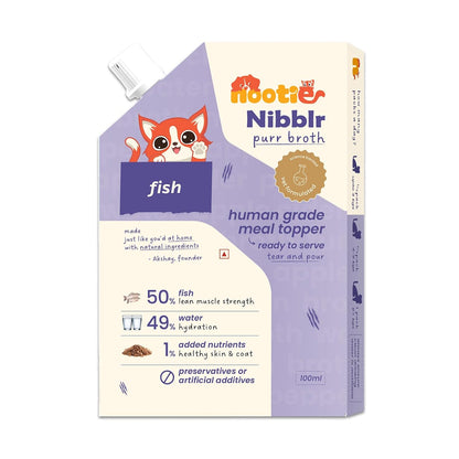 Nootie Nibblr Fish Bone Broth (100ml)- Hydrating Meal Topper for Cat
