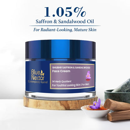 Blue Nectar Saffron Skin Brightening & Anti Aging Cream for Men | Day & Night Men Face Cream for Daily Use | Natural Moisturizer for Skin Glow (14 Herbs, 50g)