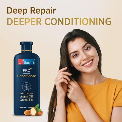 Dr Batra's Pro Conditioner 350Ml Each, Enriched With Moroccan Argan Oil, Green Tea, Vitamin B, For Healthy & Soft Hair, Damage Repair, Sls & Paraben Free