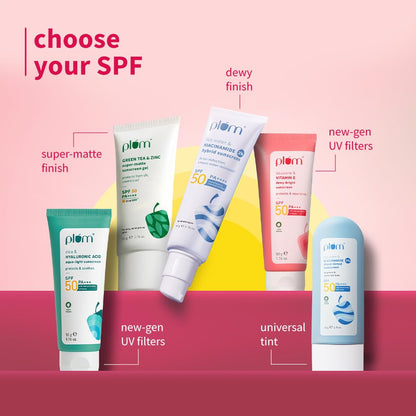 Plum Squalane&Vitamin E Dewy-Bright Sunscreen Spf 50 Pa+++|No White Cast,Lightweight,Non-Sticky|All Skin Types|Sunscreen For Women&Men|100% Vegan|50 G