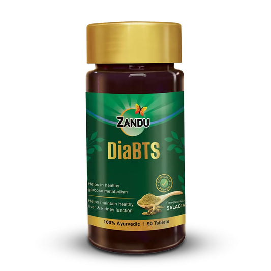 Zandu DiaBTS Tablets|Clinically Proven for results in 3 months| Safe, Natural & 100% Ayurvedic | Helps maintain Healthy Glucose Metabolism |Salacia for Healthy Sugar Management | 90 Tablets