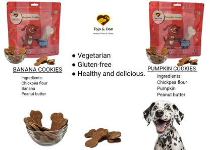 Tojo & Don Pumpkin Biscuits for Dogs, 200 g | 100% Veg, Grain-Free & Gluten-Free Pumpkin Cookies | Healthy Dog Treats with High Fibre | No Preservatives | Easy to Digest | for All Dog Sizes