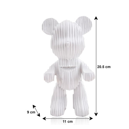 Modern Abstract Bear Figurine | Resin Home Decor Accent | Contemporary Art Piece | Unique Decor for Living Room, Office, or Shelf | Creative Gift Idea (White)