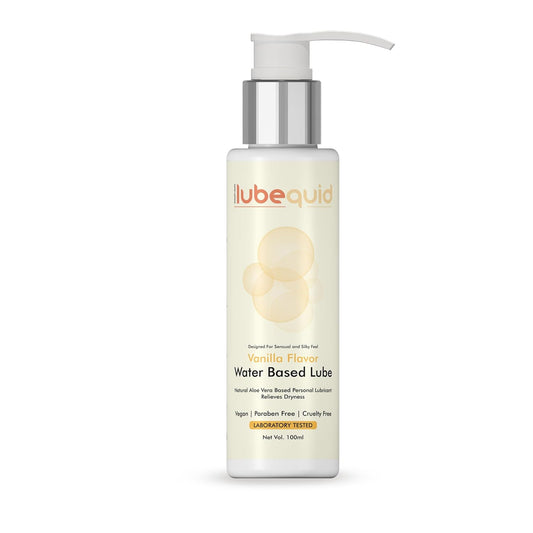Lubequid Water-Based Personal Lubricant, 100 ML Bottle- 2 in 1 Lubricant & massage Gel for Men and Women ~ Water Based Lube ~ Skin Friendly, Silicone and Paraben Free, Vanilla Flavoured