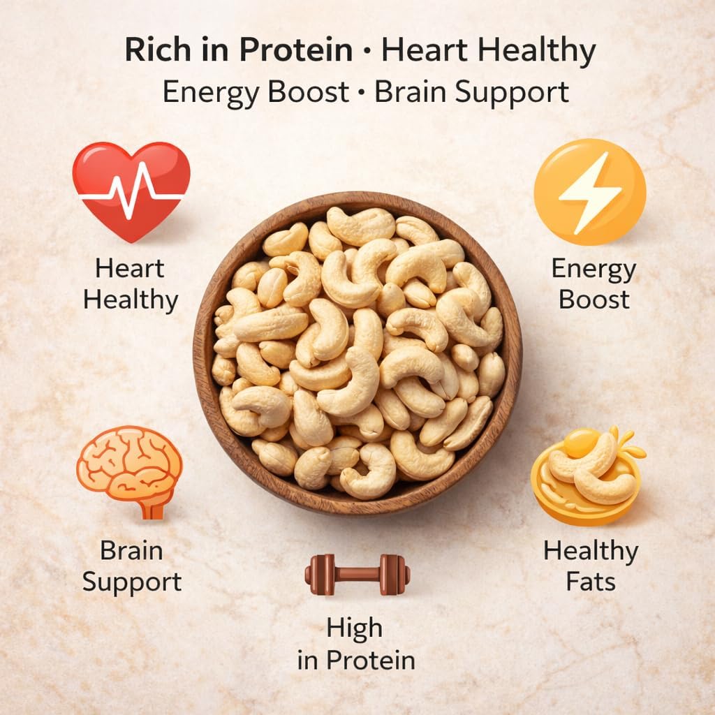 Avogro Premium Whole Cashews | Natural Kaju Crunchy Dry Fruits for Snacking Baking Cooking Desserts Hygienically Packed
