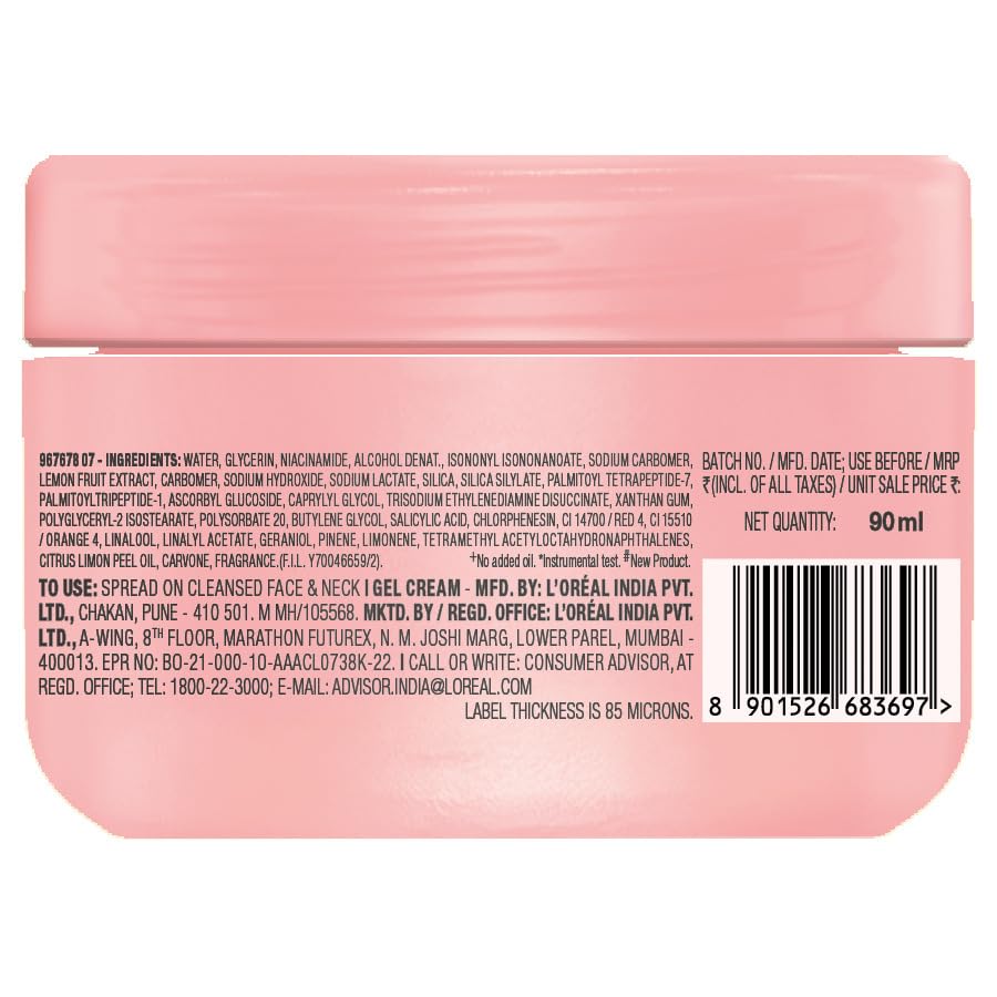Garnier Fresh & Plump Niacinamide Sorbet Moisturizer Cream, 4.5% Niacinamide + Peptide + BHA + Vitamin C, 9x Lighter Sorbet Texture, For Hydrated and Plump Skin, Suitable for Oily to Normal & Combination Skin, 90g