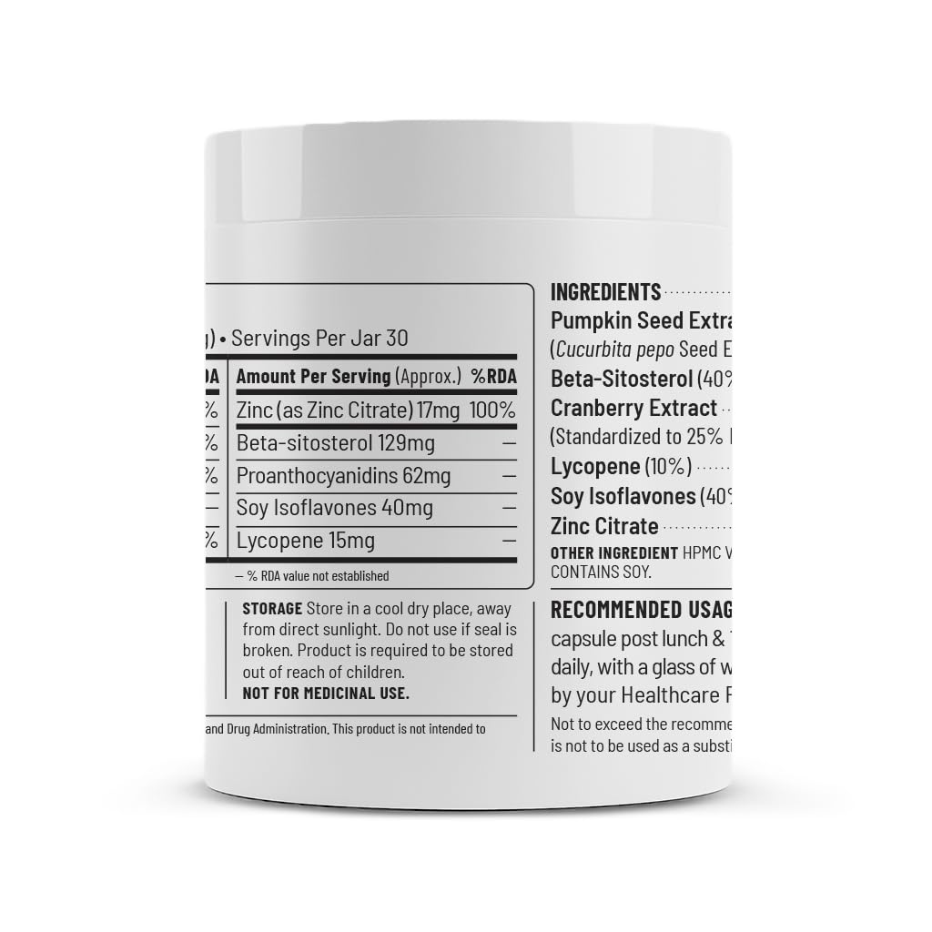 Zephivo Unived Prostate Health with Beta-sitosterol, & Pumpkin Seed Extract | Helps Reduce Night time Bathroom Trips, Supports Better Bladder Emptying & Healthy Prostate Function | 60 Vegan Capsules
