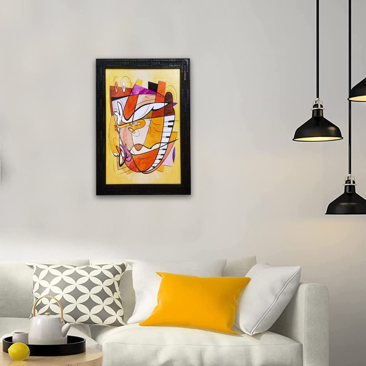 Abstract Modern Art Framed Painting | Ready to Hang- (Wooden Frame, Multicolor, 10inch x 14 inch)