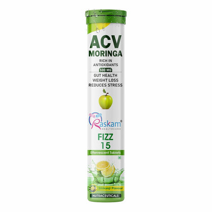 ACV Moringa Effervescent Tablets | 15 Tablets, 500mg Natural Energy & Immunity Booster with Antioxidants (Shikanji)