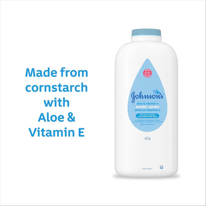 Johnson's Baby Powder Pure Cornstarch with Aloe & Vitamin E 15 Ounce (425 g)