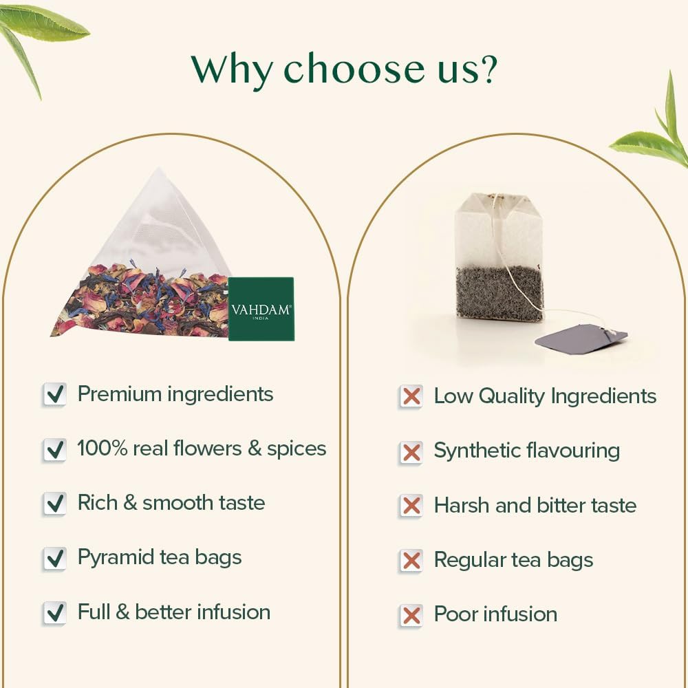 VAHDAM Hibiscus Rose Herbal Infusion - 50 TB | Enhances Skin Glow | Antioxidant & Vitamin C Rich | With Rose Petals, Chamomile & Cardamom | Caffeine Free | Non-GMO