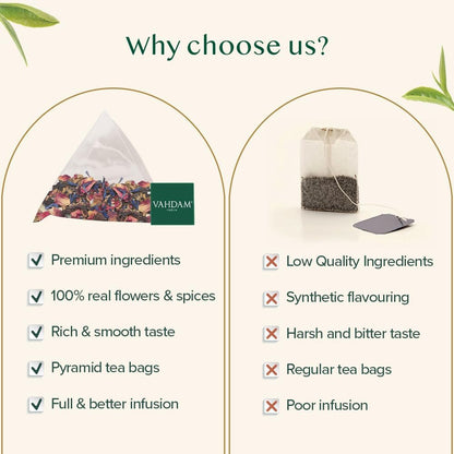 VAHDAM Hibiscus Rose Herbal Infusion - 50 TB | Enhances Skin Glow | Antioxidant & Vitamin C Rich | With Rose Petals, Chamomile & Cardamom | Caffeine Free | Non-GMO
