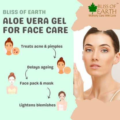 Bliss Of Earth 99% Pure Crystal Clear Aloe Vera Gel For Face Hair Skin Dark Spots, Effective Cooling, Soothing & Hydrating, 100gm