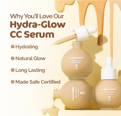 Mamaearth Hydra-Glow CC Serum with Vitamin C & Hyaluronic Acid - Peach - 30 ml | Hydrates Skin | Natural Coverage| SPF 30