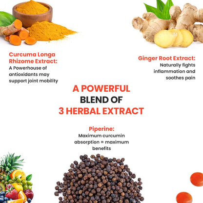 Promotional graphic of a powerful blend of three herbal extracts with images and text.