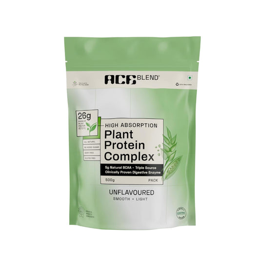 Ace Blend Unflavoured Plant Protein Triple Complex 500g | Brown Rice, Pea & Lentil | 26G / Serving | Complete Amino Acids | Gut Friendly | Soluble Food Fortifier for Aata, Dosas, Gravies, Baking