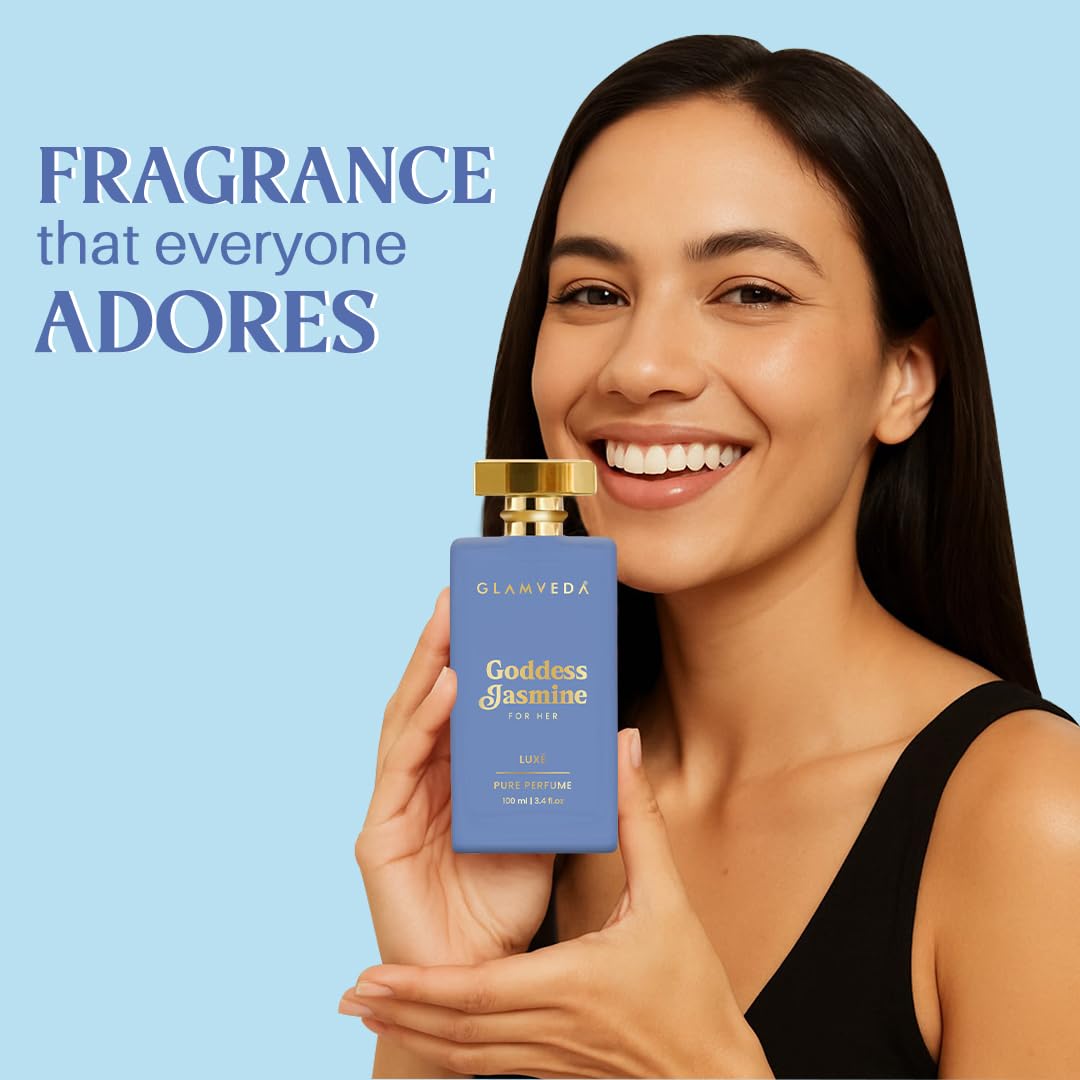 Glamveda Luxury Goddess Jasmine Long Lasting | Perfume for Woman 100ml | Gifts for Woman | with Pear, Jasmine, Lily of the valley, Rose | Floral, Woody & Fruity Premium Fragrance