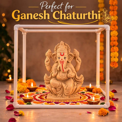 SAUDEEP INDIA 40cm Ganpati Mandap for Ganesh Chaturthi Idol Home Decor | Ganesh Murti Sthapana Stand | DIY Pooja Pandal Backdrop Frame Setup | Home Temple Ganpati Bappa Idol Platform