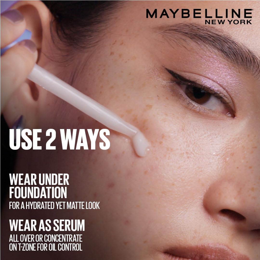 Maybelline New York Shine Stopper Primer | 3-in-1 Serum Primer for Oily Skin to Prime, Mattify, Hydrate with LHA & Salicylic Acid, 10ml
