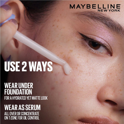 Maybelline New York Shine Stopper Primer | 3-in-1 Serum Primer for Oily Skin to Prime, Mattify, Hydrate with LHA & Salicylic Acid