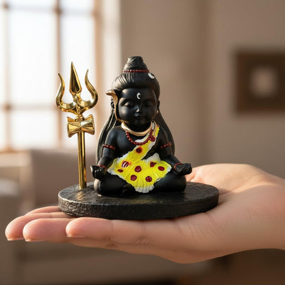 Bal Shiva Idol for Home Decor | Meditating Mahadev Statue with Trishul for Puja Room, Temple & Spiritual Gift