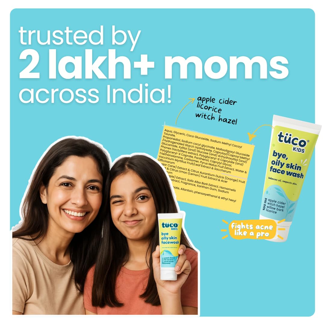 Tuco® Kids Daily Face Wash for Acne Prone Skin | Infused with Orange, Glycerin, Sugarcane, Witch hazel | pH Balanced | 2-15 Years Age| Paraben, SLS & Sulphate Free | 100 ml (Pack of 1)