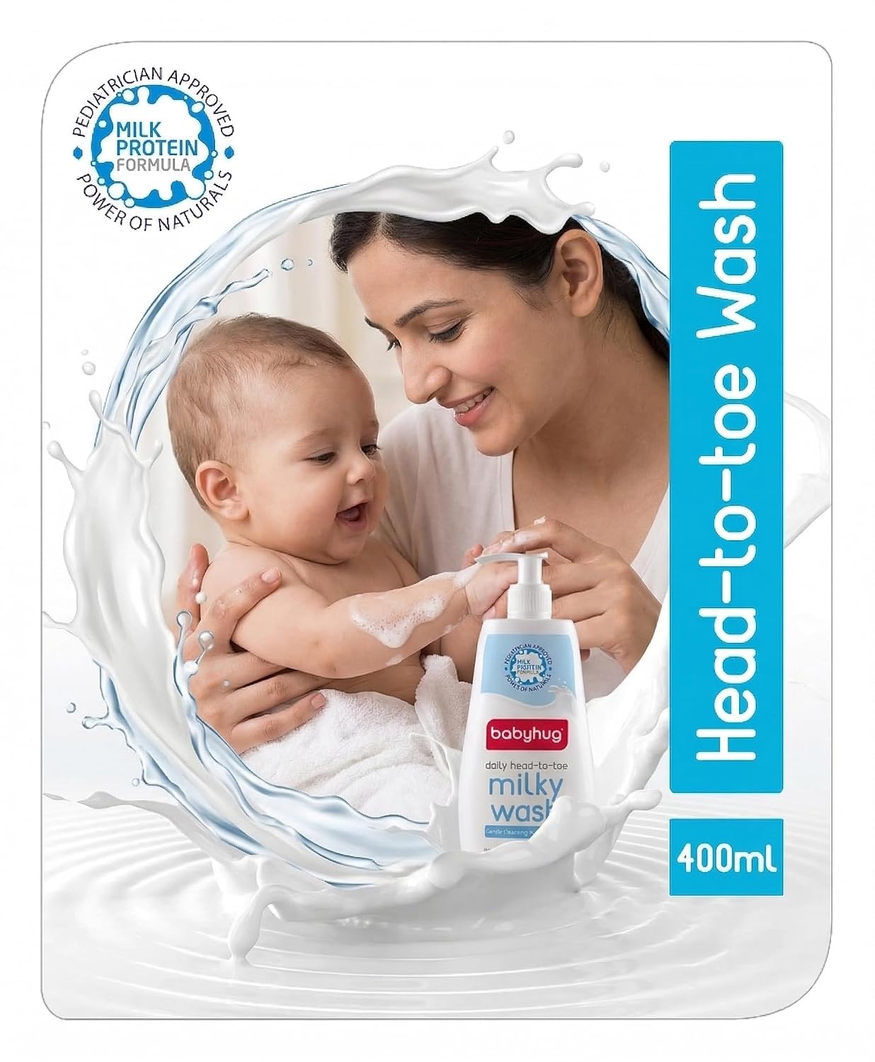 BABYHUG Daily Head-To-Toe Milky Body Wash - Enriched With Natural Oil, Aloe Vera Extract 400ML(Pack Of 1)