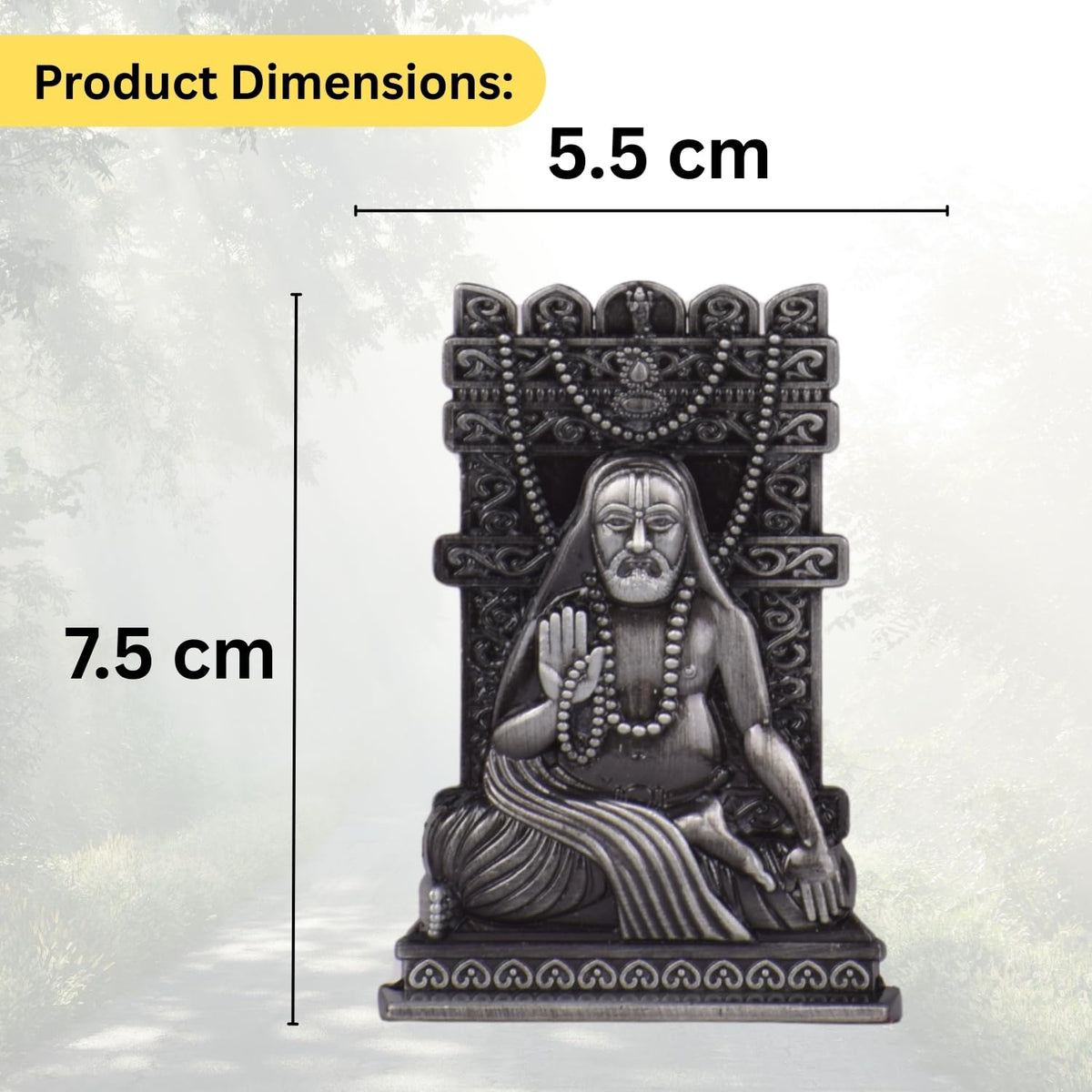 Shri Raghavendra Swami Idol for Car Dashboard | Sri Raghavendra Swamy Murti | Spiritual Blessings & Protection | Golden, Silver Black, Copper, Brass Finishes | Anti-Slip Base(S979-OXI)