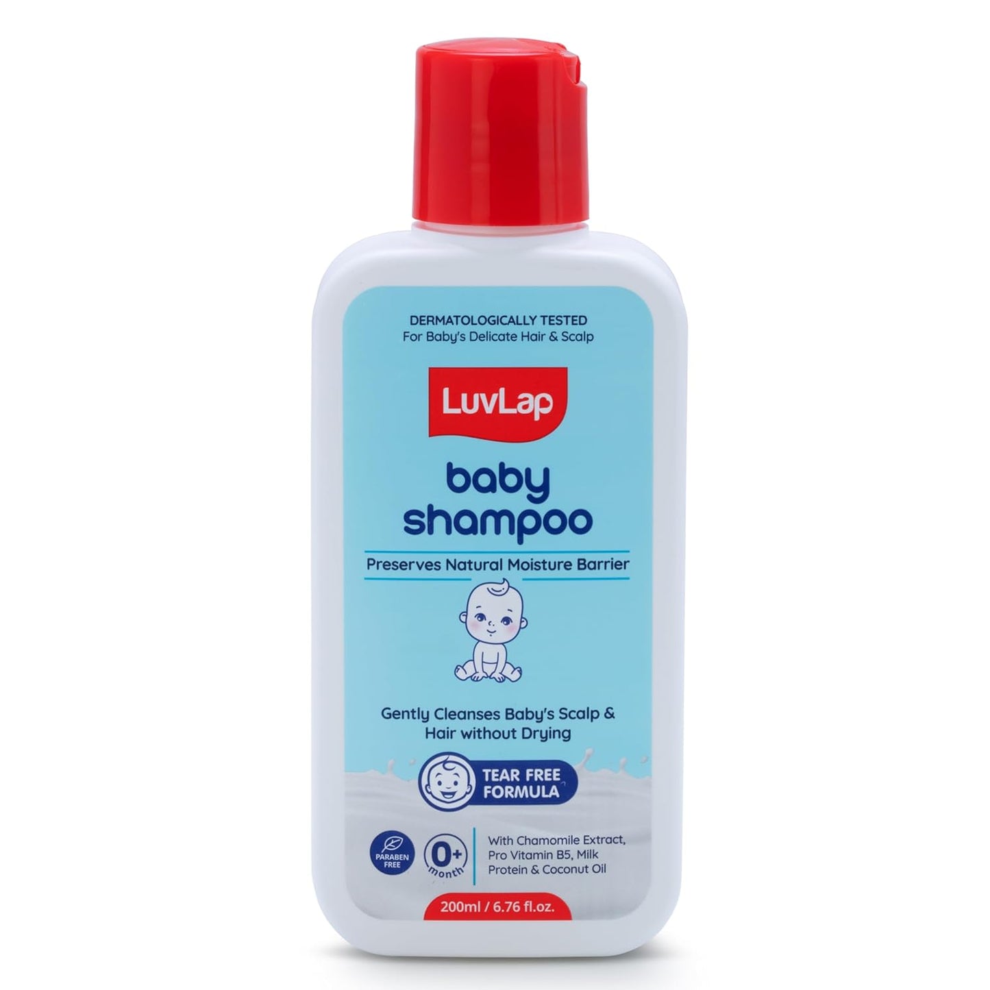 LuvLap Milky Soft Baby Shampoo , Tear Free Formula, with Milk Protein, Vitamin E & Coconut Oil, Shea Butter & Chamomile, Gentle Care for Baby's Soft Hair, No Paraben, Dermatologically Tested