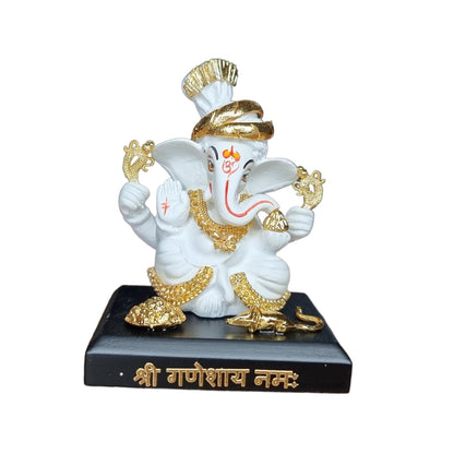 Divine Gold-Plated Ganesh Idol - Perfect God Murti for Car Dashboards and Home Decor(3 Inches)