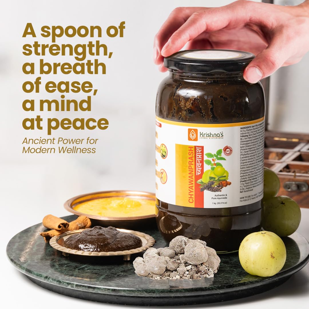 KRISHNA'S HERBAL & AYURVEDA Chyawanprash – Preservative-Free, Boosts Stamina, Immunity and Strength for Kids & Adults, Made with Traditional Ayurvedic Process, 500g (Pack of 1)