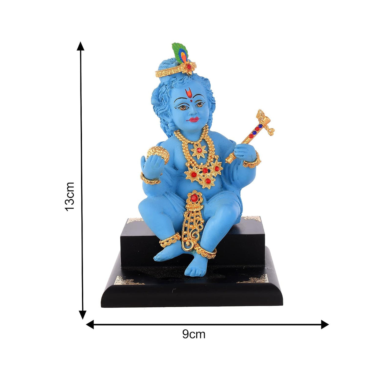Laddoo Gopal with Flute Idol | Bal Gopal Murti Car Dashboard | Baby Krishna Statue | Little Kanha Figurine for Home Temple